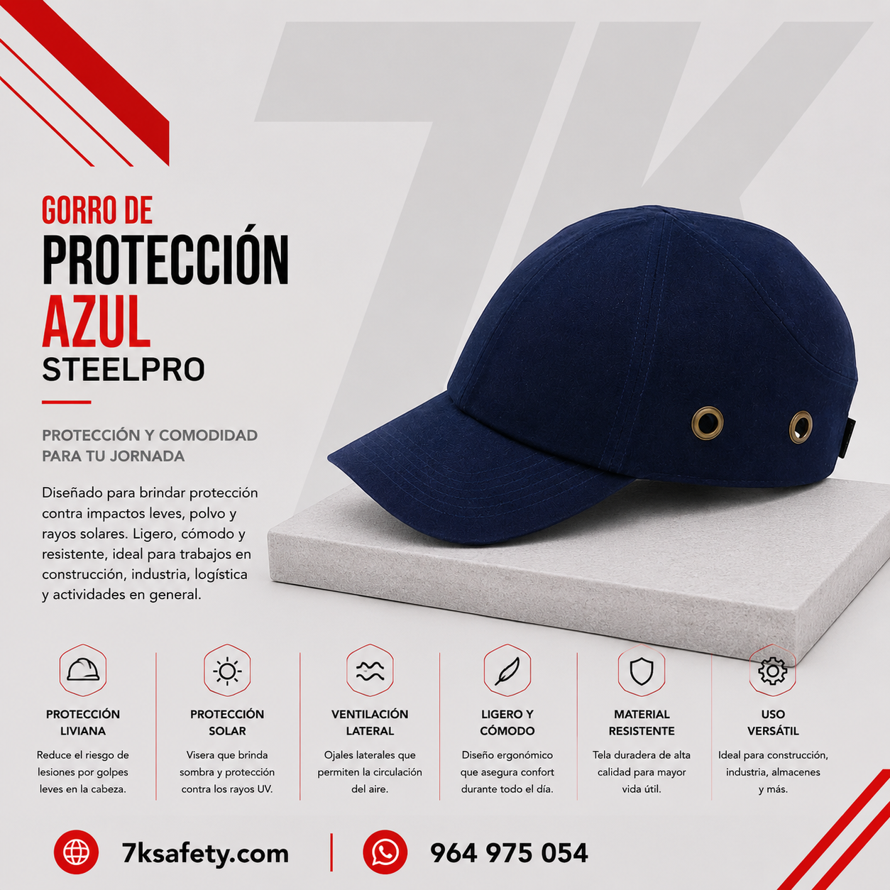 Gorro de Protección Azul Steelpro para trabajos industriales y operativos