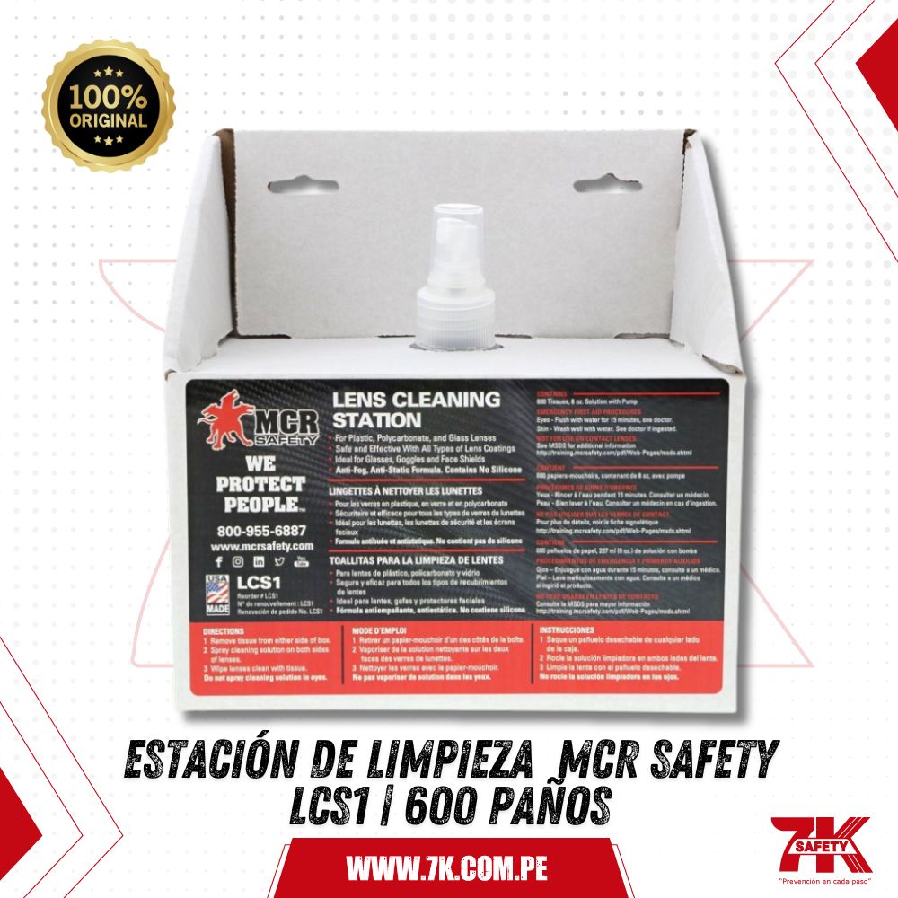 Estación de limpieza de lentes MCR Safety LCS1 | 600 PAÑOS