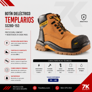 Botín Dieléctrico Sandder Templarios SS28D-153 Amarillo para trabajos eléctricos e industriales