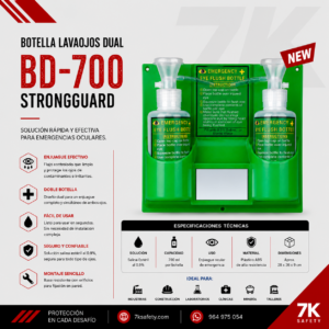 Botella Lavaojos Dual BD-700 StrongGuard para emergencias industriales