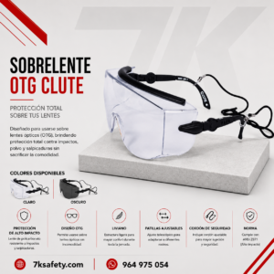 Sobrelente OTG Clute para protección visual industrial sobre lentes de medida