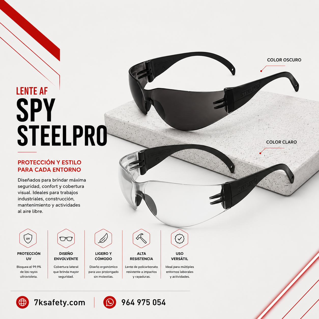 Lente de Seguridad Spy Claro AF para protección visual industrial