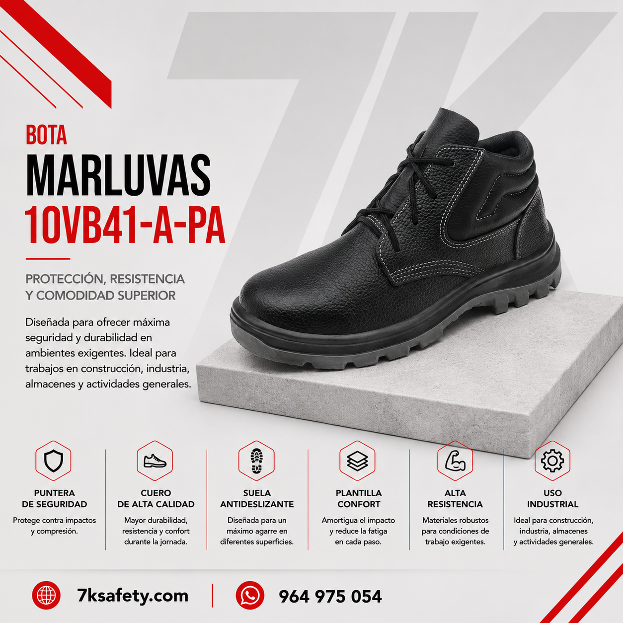 Botín Punta de Acero Marluvas 10VB41 para trabajo industrial