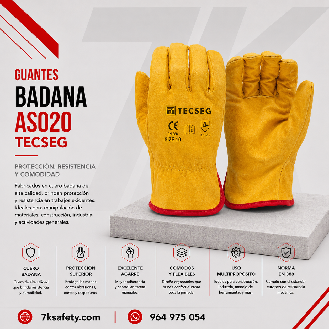 Guante de Cuero Badana Tecseg AS020 para trabajos industriales